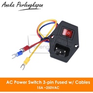 Power Switch AC 250V 15A Fused 3 Socket Pin 3 Pin Fused Switch/