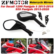 Motorcycle Black Mirrors Set With Turn Signals For Ducati 1299 Panigale S 2015-2018 959 Panigale 201