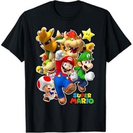 Super Mario Group Shot with Bowser 3D Poster T-Shirt for Men and Women 100%cotton Print Tshirt Carto