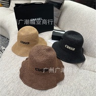 Ready Stock CUGGI Knitted Hat Women Summer Sunscreen Bucket Hat Wavy Embroidery Casual Sunshade/H8.8