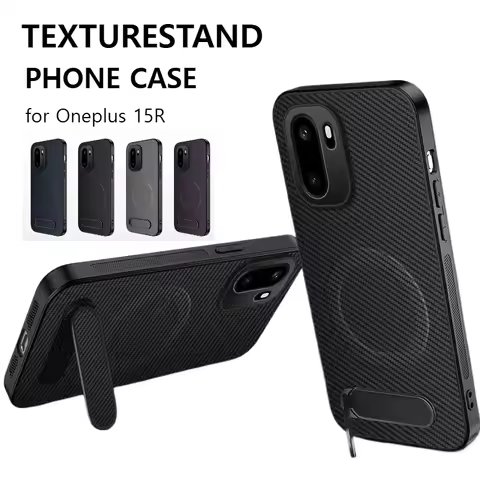 Business Carbon Fiber Texture Case for Oneplus 15R 15 13R 13 12R 11 Foldable Kickstand Magnetic Anti