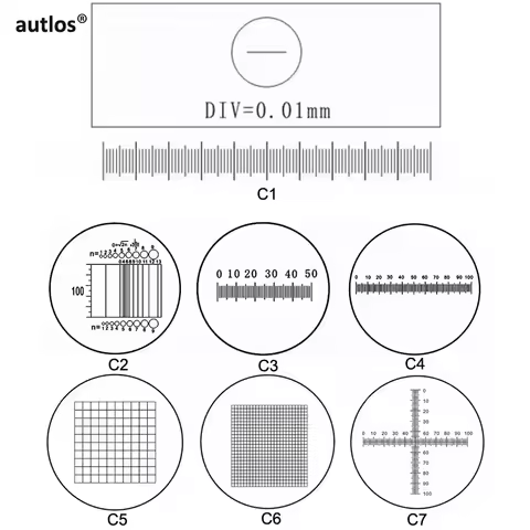 C1 - C7 Optical Glass Microscope Calibration Slides Eyepiece Reticle Ruler Microscope Stage Micromet