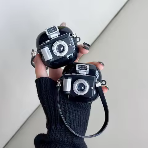 3D Camera Luminous Earphone Case with Strap for Samsung Galaxy Buds 2 Pro Live Buds2 2Pro Soft Silic