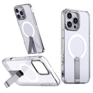 Strong Magnetic Metal Bracket Phone Case For iPhone 17 16 15 14 13 12 11 Pro Max Plus Air Hard Casin