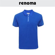 RENOMA Mens Blue Plain with Brand Print Polo Tee 100% Cotton