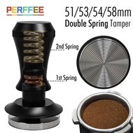 Coffee Tamper 58mm 30LBs Double Spring Constant Pressure Loaded Espresso Tamper Ripple Base Coffee A