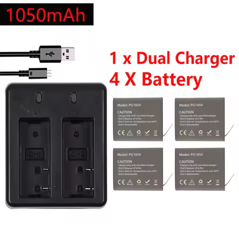 1050mAH PG1050 Camera Battery + Dual Charger For EKEN H9 H9R H3R H8R H8PRO H8 SJCAM SJ4000 SJ5000 M1