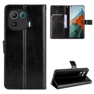 Luxury Crazy Horse PU Leather Casing Xiaomi Mi 11 Pro Flip Cover Xiomi Mi11 Pro Lanyard Card Holder Wallet Case