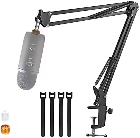 Adjustable Suspension Blue Yeti X and Blue Yeti Nano Mic Stand with 3/8" to 5/8" And 3/8" to 1/4"Scr