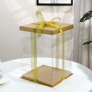 HiShop gold Transparent Cake Packaging Box4Inch6Inch8Inch101-inch Single Layer Elevated Birthday Cak