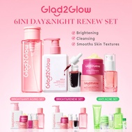 Glad2Glow 6In1 6PCS Skincare Set With Moisturizer+Toner+Serum+Cleanser+Micellar Water Brightening Re