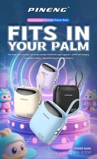 【3C Certified】Pineng PN-830P 10000mAh Powerbank 22.5W Fast Charging Power Bank Built in Cable Pawer 