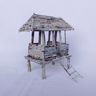 Miniature Gazebo From Used Newspaper Rolls