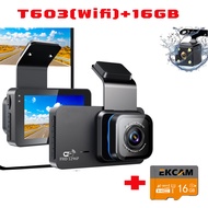 กล้องติดรถยนต์ Wi-Fi 4K 1296P กล้องคู่ 2026 มุมกว้าง170°บันทึกวิดีโอ Ultra-HD ดูผ่านแอปมือถือ เมนูภา