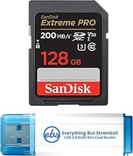 SanDisk 128GB SD Extreme Pro Memory Card Works with Sony Alpha a6400 Mirrorless Camera (ILCE-6400/B) 4K V30 U3 (SDSDXXD-128G-GN4IN) Bundle with 1 Everything But Stromboli 3.0 Micro &amp; SD Card Reader