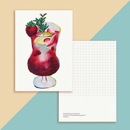 【夏日飲品提案】水果茶 紅莓/藍莓/蔓越莓 明信片 生日卡片 萬用