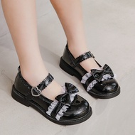 รองเท้าเด็กผู้หญิงรองเท้าหนังฤดูใบไม้ผลิ 2022 ใหม่สไตล์อังกฤษสาวเจ้าหญิงรองเท้าสีดำรองเท้าประสิทธิภาพโรงเรียนประถม