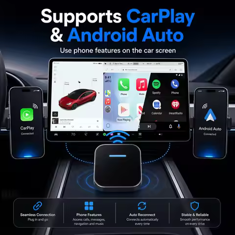 3 IN1 Wireless CarPlay Android Auto Suitable for Tesla All Model Model 3 Model Y Model S Model X