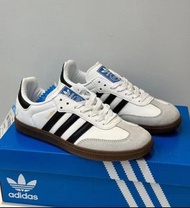 Adidas  originals Samba Vegan 合成革 圓頭系帶 防滑 耐磨 低幫 板鞋 白黑灰