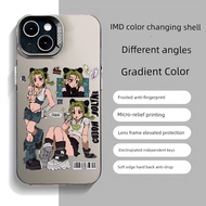 苹果手机壳 17 pro max case Versi Q Xu Lun JOJO casing telefon bimbit comel kreatif berdiri anime IMD lase