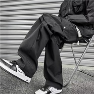 Men Oxford Black Street Style Outdoor Quality Cargo Pants with Big Pocket Coffee Hip Hop Casual Stra