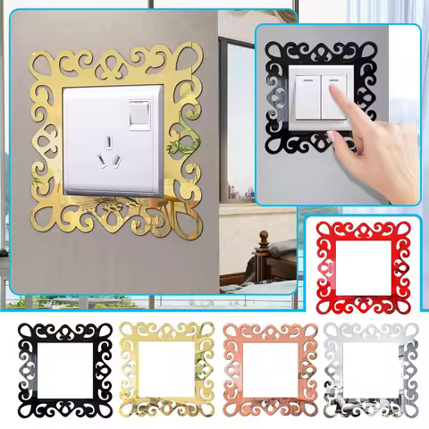Mirror Acrylic Switch Wall Stickers Apartment Decoration Protector For Power Frames Things To House 