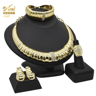 Mirror Alloy Jewelry Dubai Jewelry Set Ladies Necklace Earrings Ring Bracelet Jewelry Four-Piece Set