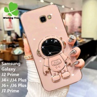 สำหรับ Samsung Galaxy J3 J330 J5 J530 J7 J730 J2 Prime J4 Plus J4+ J5 Prime J6 Plus J6+ J7 Prime นักบินอวกาศวงเล็บหรูหราชุบทองนุ่มโทรศัพท์กรณี