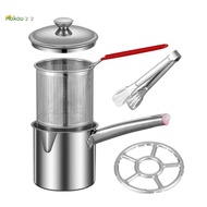 1.8L Deep Fryer Pot, Small Fryer Pot, Multipurpose Stainless Steel Baskets, Deep Fryer, Cooking Pot 