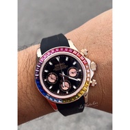 Seiko Mods Daytona rainbow modified watch modify watch custom watch battery rubber band silicon band