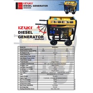 Izuki SDG8500E 6KVA Open Type Diesel Generator