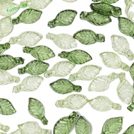 FUZOU Green Transparent Leaf Shape Beads, Green Leaf Shape Green Acrylic Leaf Beads, Transparent Acr