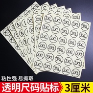 Clothing Size Label Round Adhesive Size Sticker Transparent Size Label Sticker Clothes Size Size Num