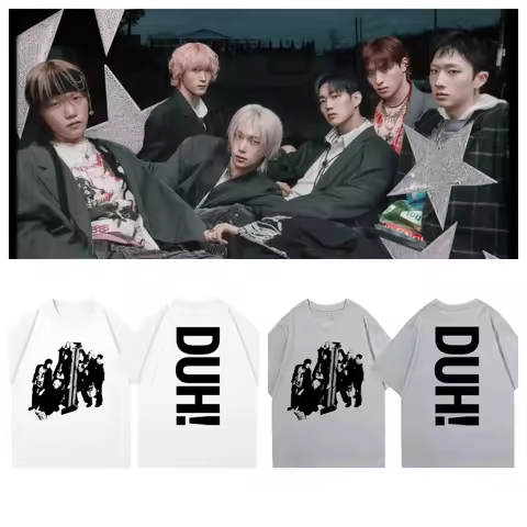 P1Harmony 2025 Album DUH Series Print T-shirt Cotton Short Sleeve Tee Men's Clothing Kpop Fan's Clot