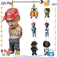 OLINI Rapper Hanging Ornament, Hip Hop Brothers Rear View Mirror Pendant Car Pendant, Funny Keychain