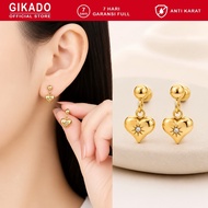 Gadoka Titanium Heart Drop Charm Stud Earrings Fade-ResistantWanita