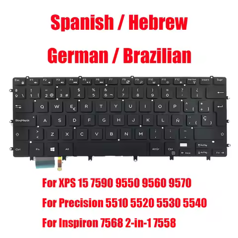 SP HB GR BR Keyboard For DELL For XPS 15 7590 9550 9560 9570 For Precision 5510 5520 5530 5540 Spani