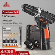 Mesin Bor Cas Murah SET MODERN Bor Baterai Koper Mesin Bor Cordless Drill Baterai Cordles Beton Besi Kayu Full 12V Set Set Bor Listrik Set