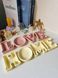 Home字母石膏盤矽膠模具love家居裝飾水泥菸蠟器模具
