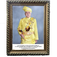YANG DIPERTUAN NEGERI SEMBILAN GOLDEN FRAME POTRAIT / CLEAR QUALIT POTRET Bingkai Kayu AGONG & PERMA
