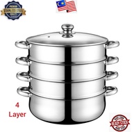 32--40cm Thick Stainless Steel 4 Tier Steamer Cookware Pot/Peralatan Memasak Pengukus