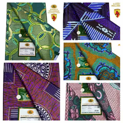 Super Quality Satin Elizabeth African Wax Print Fabric Ankara 100%Cotton Material 6 Yard Ankara Fabr