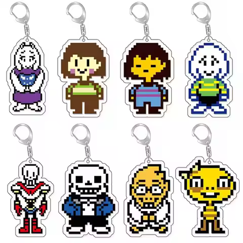 Juego Undertale Pixel llavero Cosplay Sans Flowey Papyrus Asriel colgante coche llavero bolsa acceso