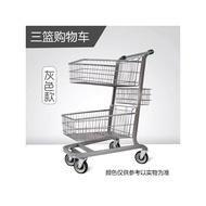 Shopping Mall Supermarket Trolley Property Trolley Supermarket Three-Basket Shopping Cart Household 