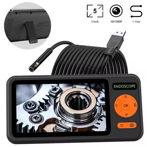 1-15m 5'' IPS Borescope Camera 1080P 1920P Detachable Design IP67 Industrial Endoscope Autofocus 8mm