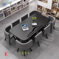 8-Seater Long Space Saving Dining Table Chairs Set High Quality Wood Dining Table | Meja Makan Jimat Ruang Set Untuk 8