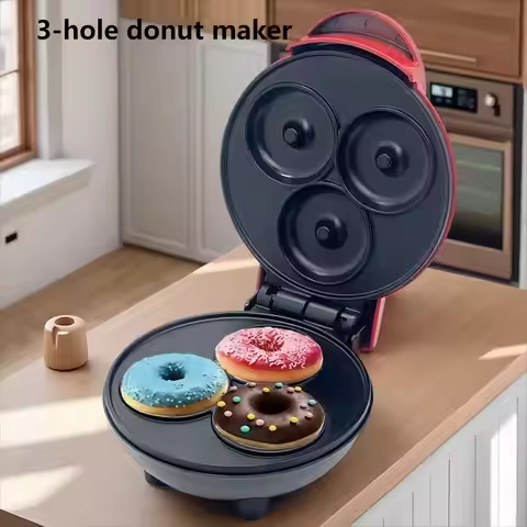 Doughnut Machine, Household Small 3-Hole Mini Baking Machine, Electric Pancake Maker, Children's Cak
