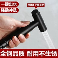 New black arrival button press Safe Stainless Steel Hand Held Toilet Bidet Sprayer Bathroom Shower Water Spray Head