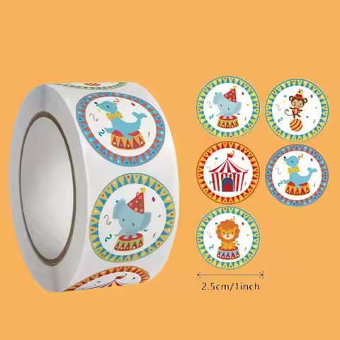 100-500pcs/roll Sticker Circus Small Animal Reward Sticker Gift Decoration Sticker Sealing Sticker