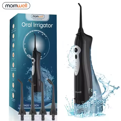 Mornwell New D52Pro Water Floss Rechargeable Water Flosser Portable 300ML 4 Nozzles Oral Water Jet W